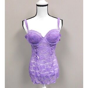 Jezebel  Lavender Purple Lace Lingerie Baby Doll Top Size Medium